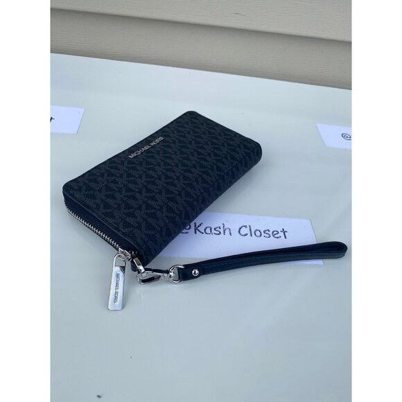 Michael Kors wristlet large phone case wallet jet set travel MK signature black - Picture 4 of 6